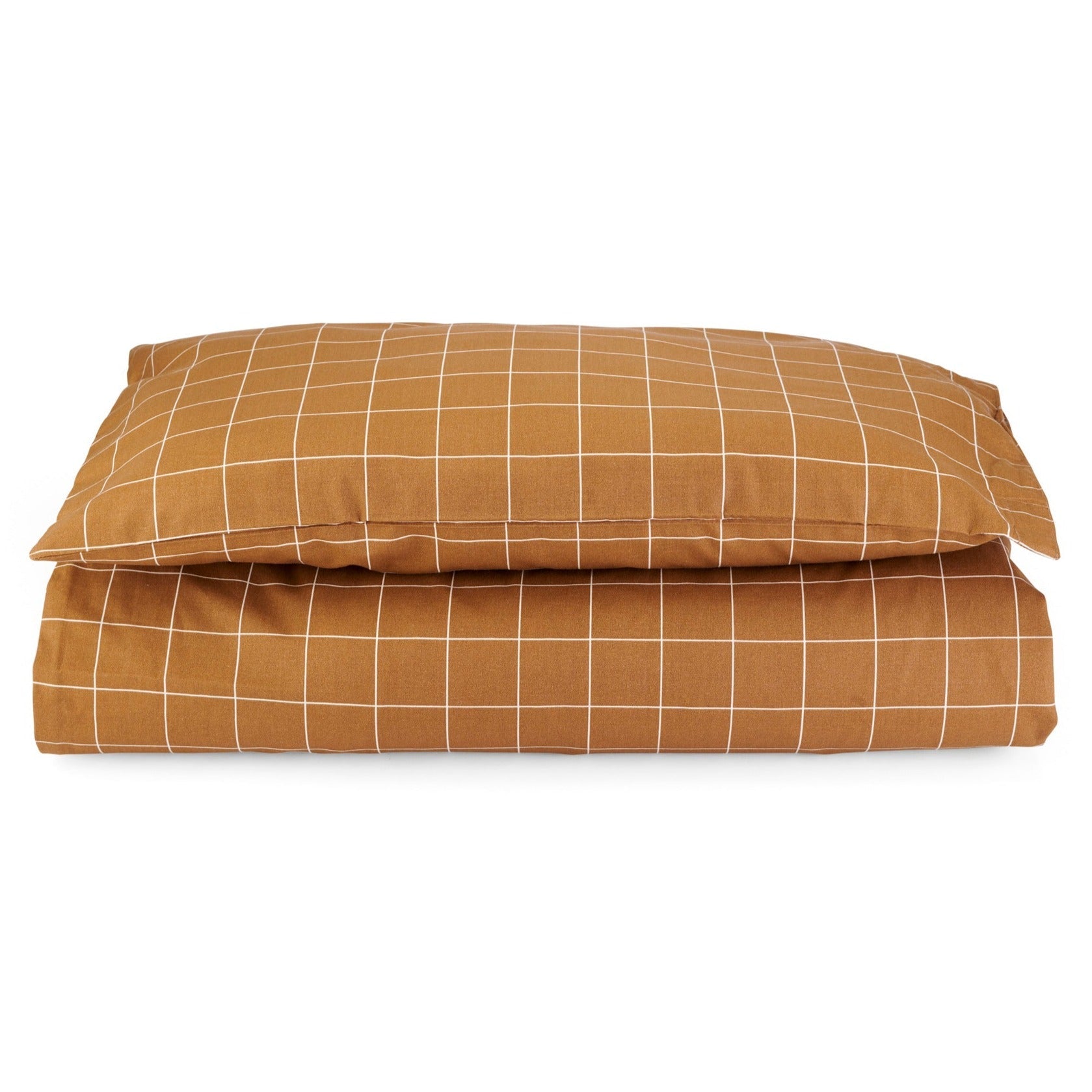 Single Organic Cotton Bedding Set - Window Pane, Pecan - Avery Row