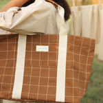 Canvas Tote Bag - Window Pane, Pecan - Avery Row