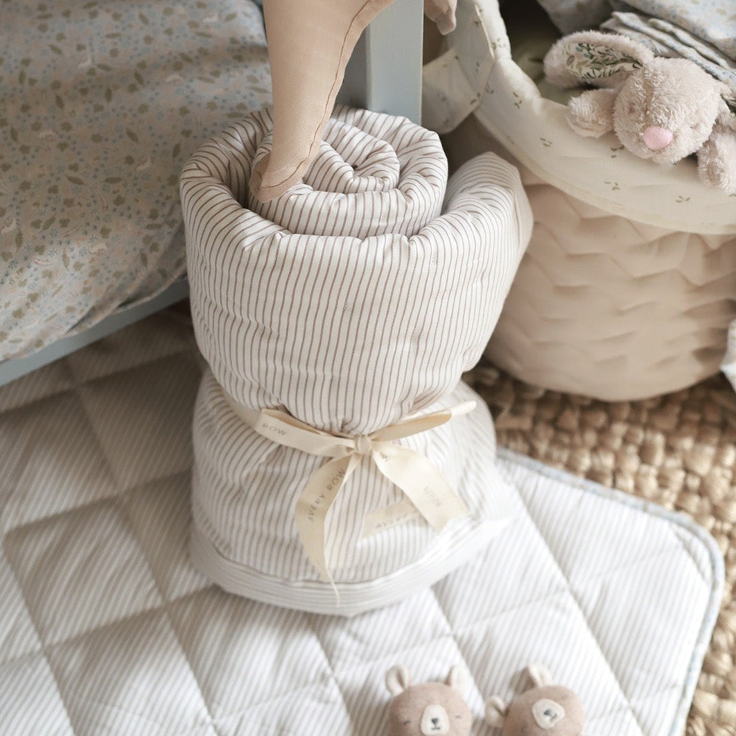 Natural Stripe Quilted Bedspread When Rolled